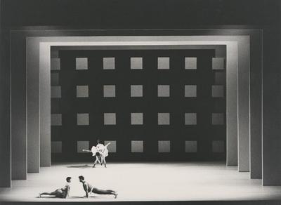Mireille Radwan Dana and Michael Gallo (foreground) with Kraig Patterson and Olivia Maridjan-Koop (background) in the premiere performance run of "L'Allegro, il Penseroso ed il Moderato," 1988