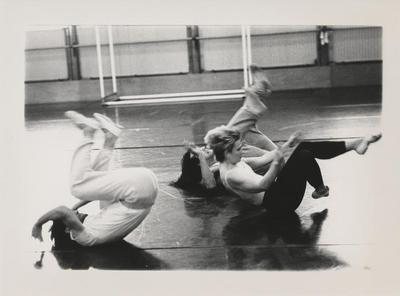 Jon Mensinger, Clarice Marshall, and Guillermo Resto rehearsing "Going Away Party" at Rue Bara Studios, 1990