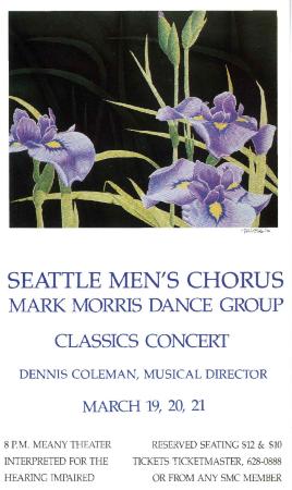 Postcard for Classics Concert, Seattle Men's Chorus - March 19-22, 1987