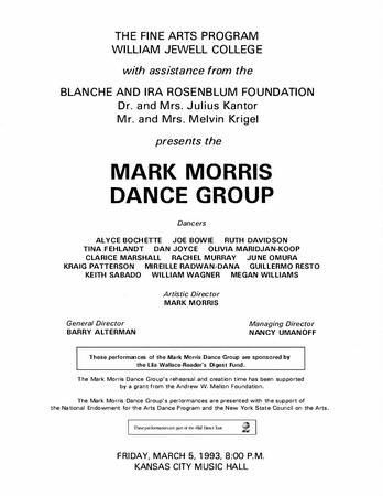 Program for Harriman-Jewell Series - March 5, 1993