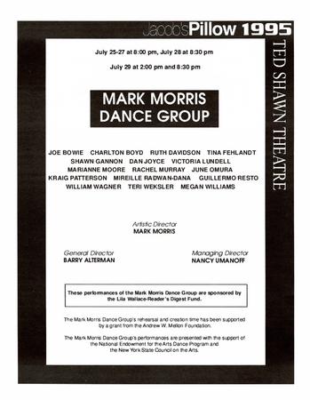 Program for Jacob's Pillow Dance Festival - July 25-29, 1995