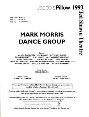 Program for Jacob's Pillow Dance Festival - July 20-24, 1993