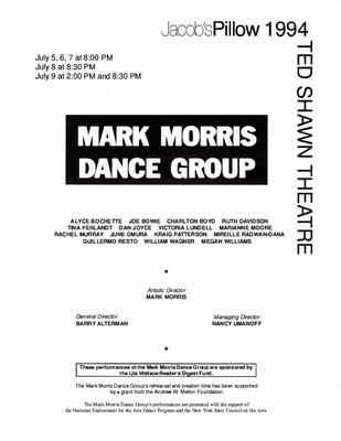 Program for Jacob's Pillow Dance Festival - July 5-9, 1994