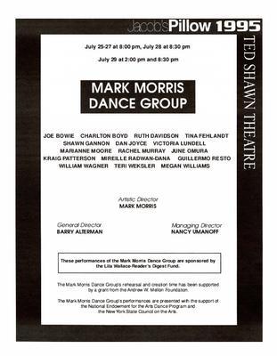 Program for Jacob's Pillow Dance Festival - July 25-29, 1995