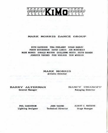Program for KiMo Theatre - November 13, 1987