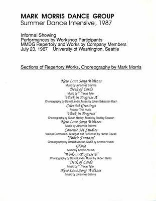 Program for Summer Intensive at University of Washington Extension - July 23-25, 1987