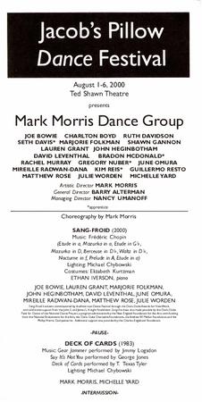 Program for Jacob's Pillow Dance Festival - August 1-6, 2000