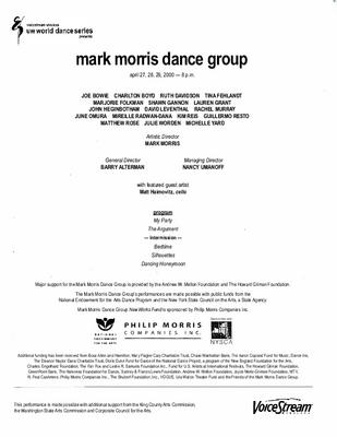 Program for UW World Series - April 27-29, 2000