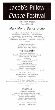 Program for Jacob's Pillow Dance Festival - August 6-11, 2002