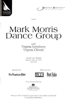 Program for "L'Allegro, il Penseroso ed il Moderato," Virginia Arts Festival - May 10, 2003