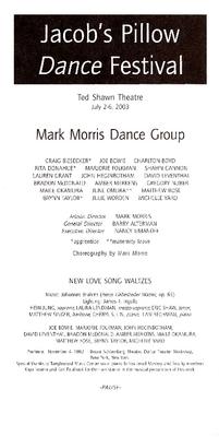 Program for Jacob's Pillow Dance Festival - July 2-6, 2003