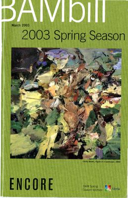 Program for Brooklyn Academy of Music - March 25-30, 2003