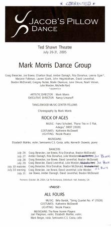 Program for Jacob's Pillow Dance Festival (Becket, MA) - July 26-31, 2005
