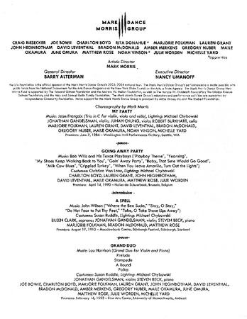 Program for Germantown Performing Arts Center - February 14, 2004