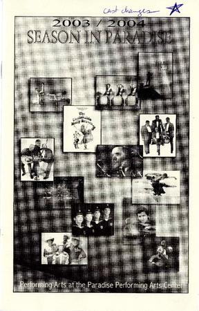 Program for Paradise Performing Arts Center - September 18, 2003