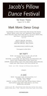 Program for Jacob's Pillow Dance Festival - August 10-15, 2004