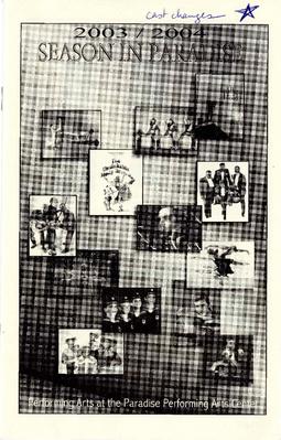 Program for Paradise Performing Arts Center - September 18, 2003