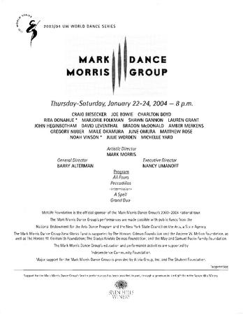 Program for UW World Series - January 22-24, 2004