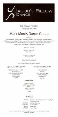 Program for Jacob's Pillow Dance Festival - August 22-27, 2006