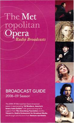 Radio broadcast guide for "Orfeo ed Euridice," The Metropolitan Opera (New York, NY) - January 9-31, 2009