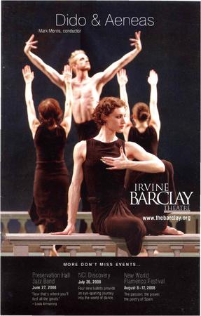 Program for "Dido and Aeneas," Irvine Barclay Theatre - April 22-27, 2008