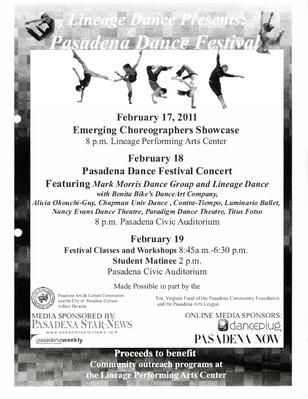 Flyer for Pasadena Dance Festival - February 17-19, 2011