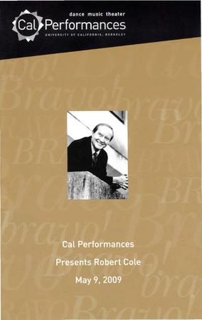 Program for Robert Cole celebration, Cal Performances - May 9, 2009