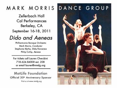 Flyer for "Dido and Aeneas," Cal Performances - September 16-18, 2011