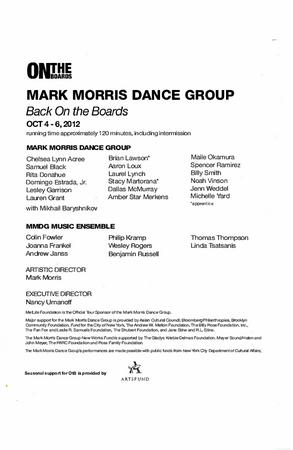 Program for On The Boards - October 4-7, 2012