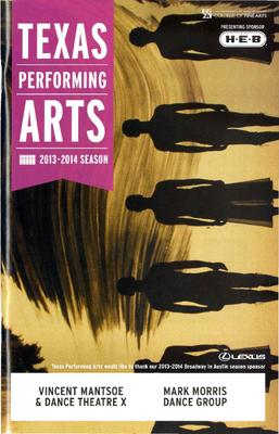 Program for "Mozart Dances," Texas Performing Arts - September 26-27, 2013