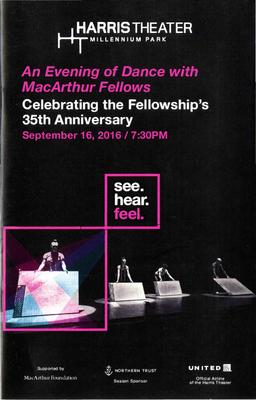 Program for An Evening of Dance with MacArthur Fellows - September 16, 2016