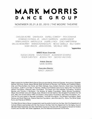 Program for Seattle Theatre Group - November 20-22, 2015