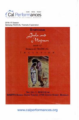 Program for Berkeley Radical Symposium, Cal Performances - October 1, 2016