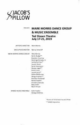 Program for Jacob's Pillow Dance Festival - July 17-21, 2019
