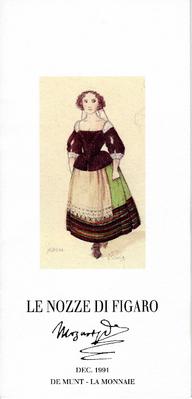 Program for "Le Nozze di Figaro," Théâtre Royal de la Monnaie (Brussels, Belgium) - December 13-31, 1991