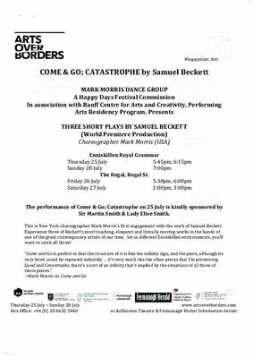 Program for "Three Short Plays by Samuel Beckett" (Enniskillen, Northern Ireland) - July 25-27, 2019
