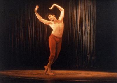 Mark Morris in "Jealousy" on the set of "Great Performances," 1986