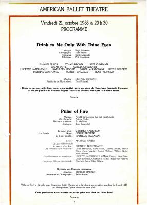 Program for American Ballet Theatre (Paris, France) - October 21, 1988