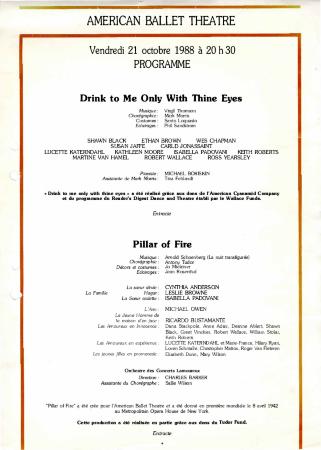 Program for American Ballet Theatre (Paris, France) - October 21, 1988