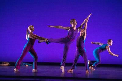 Lesley Garrison, Brandon Cournay, Domingo Estrada, Jr., and Dallas McMurray in "Sport," 2019
