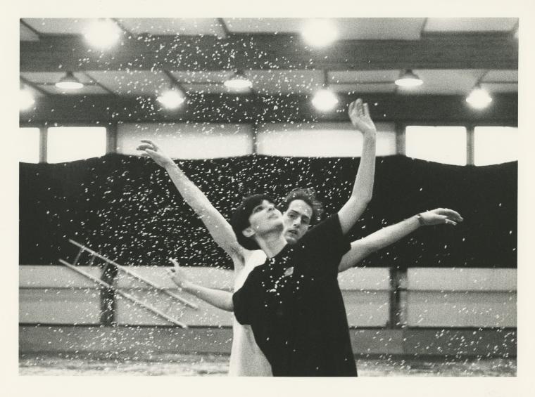 Mireille Radwan Dana and William Wagner rehearsing "The Hard Nut" at Rue Bara Studios in Brussels, 1990