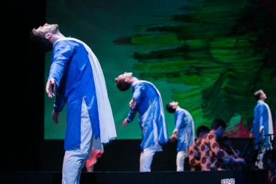 Sam Black, Aaron Loux, and Domingo Estrada, Jr. in "Layla and Majnun," 2017