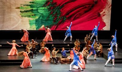 The Dance Group with mugham vocalists Alim Qasimov and Fargana Qasimova, and members of The Silk Road Ensemble, in "Layla and Majnun," 2016 