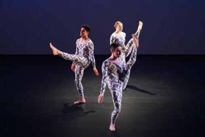 Domingo Estrada, Jr., Brian Lawson, and Rita Donahue in "A Forest," 2016
