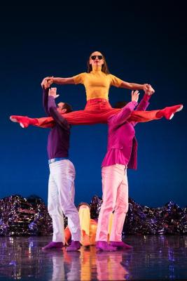 Dallas McMurray, Sarah Haarmann, Sam Black, and Noah Vinson (on floor) in "Pepperland," 2018