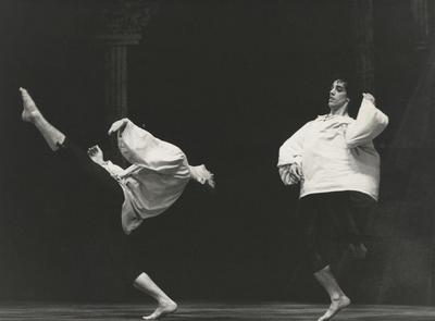 Mark Morris and Guillermo Resto in "Love, You Have Won" on the set of "Great Performances," 1986