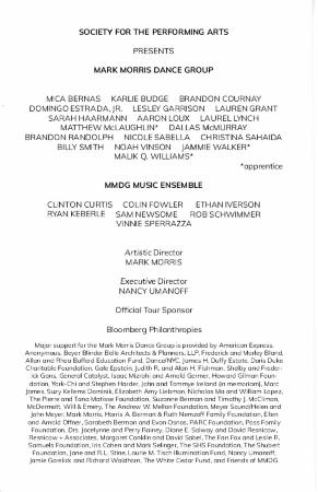 Program for "Pepperland," Society for the Performing Arts - January 30-31, 2020