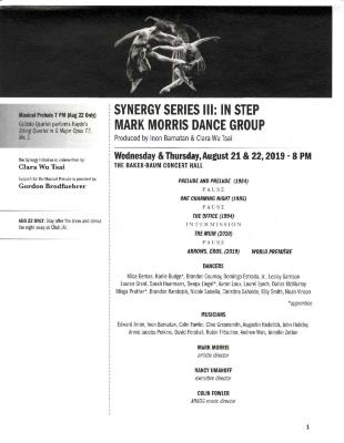 Program for La Jolla Music Society - August 21-22, 2019