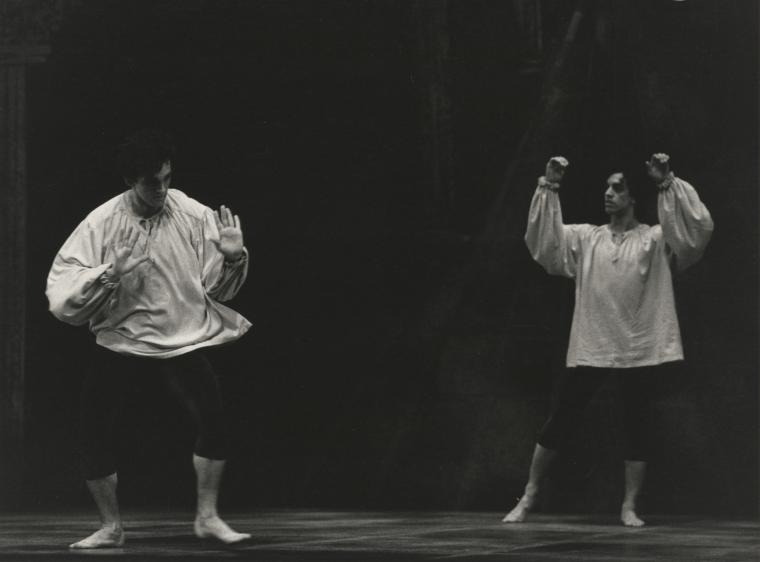 Mark Morris and Guillermo Resto in "Love, You Have Won" on the set of "Great Performances," 1986
