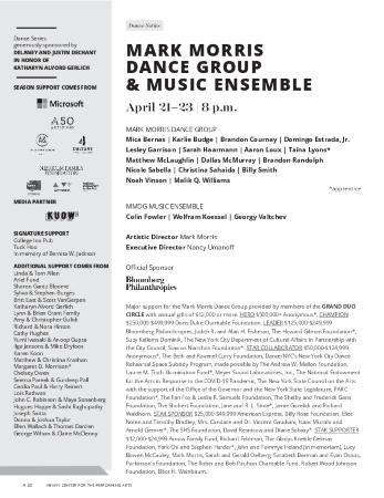 Program for Meany Center for the Performing Arts - April 21-23, 2022